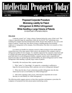 Proposed Corporate Procedure Minimizing Liability for Patent