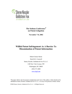 Willful Patent Infringement As A Barrier To Dissemination of Patent