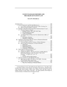 PATENT DAMAGES REFORM AND THE SHAPE OF PATENT LAW