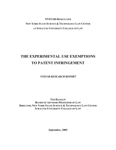 The Experimental Use Exemptions To Patent Infringement