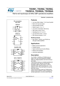 Rail-to-rail input/output 20 MHz GBP operational amplifiers