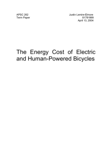 The Energy Cost of Electric and Human-Powered Bicycles