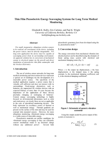 Thin Film Piezoelectric Energy Scavenging Systems