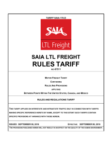 saia ltl freight rules tariff