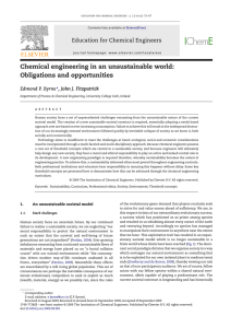 Chemical engineering in an unsustainable world: Obligations and