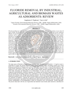 fluoride removal by industrial, agricultural and biomass