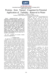 Proteins from Natural Coagulant for Potential Application of Turbidity