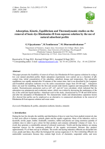 Adsorption, Kinetic, Equilibrium and Thermodynamic studies on the