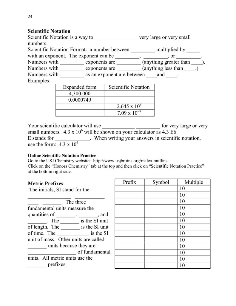 Scientific Notation Scientific Notation is a way to very large or very Throughout Scientific Notation Worksheet Chemistry