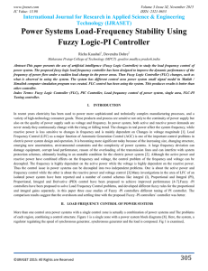 Power Systems Load-Frequency Stability Using Fuzzy Logic