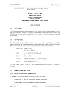 MINUTEMAN UPS PRO-LCD Series 1.0 GENERAL