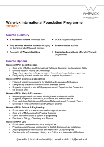 Warwick International Foundation Programme 2016/17 Course