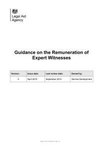 Guidance on the Remuneration of Expert Witnesses