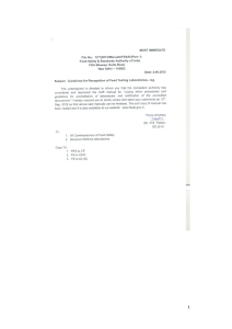 Guidelines for recognition of Food testing laboratories-(Dated: 04
