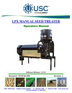 LPX Manual Seed Treater Operator's Manual