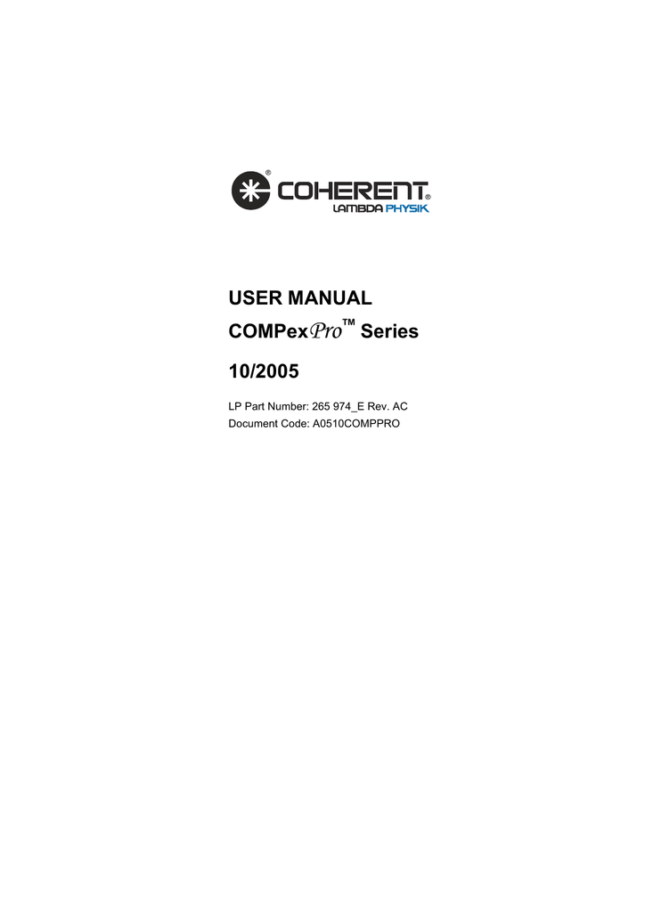 User Manual Compexpro Series 10 05
