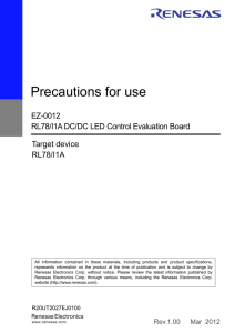 Precautions for use EZ-0012 RL78I1A DCDC LED