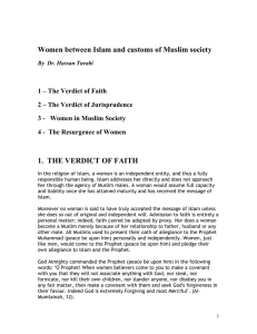 Women between Islam and customs of Muslim society