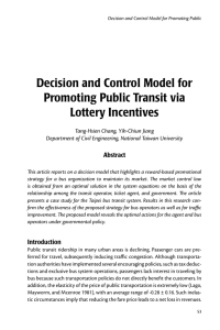 Decision and Control Model for Promoting Public Transit via Lottery