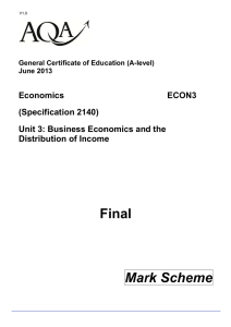 A-level Economics Mark scheme Unit 03 - Business