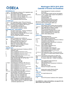 Washington DECA 2015–2016 Calendar of Events and Deadlines