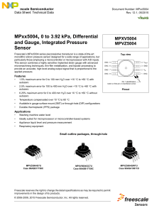 MPxx5004, 0 to 3.92 kPa, Differential and Gauge, Integrated