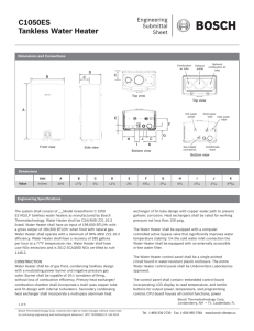 Bosch Greentherm C 1050ES Engineering Submittal Sheet