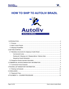 HOW TO SHIP TO AUTOLIV BRAZIL