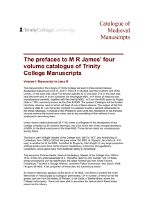 Prefaces to M.R. James 4 vol catalogue