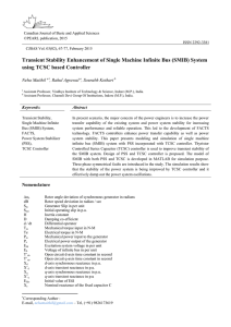 Transient Stability Enhancement of Single Machine Infinite Bus (SMIB)