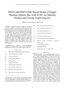 MATLAB/SIMULINK Based Model of Single- Machine Infinite