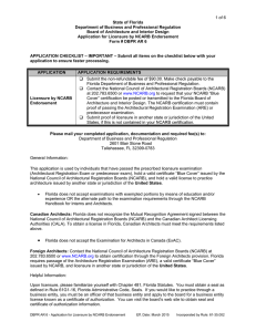 DBPR AR 6 - Application for Licensure by NCARB Endorsement