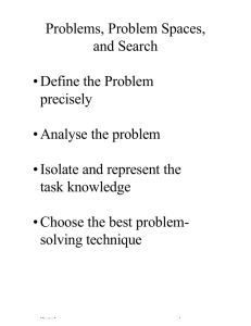 Problems, Problem Spaces, and Search • Define the Problem