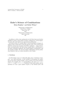 Euler`s Science of Combinations