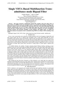 Single VDTA Based Multifunction Transadmittance mode Biquad Filter