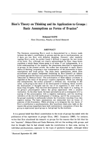 Bion`s Theory on Thinking and its Application to Groups : Basic