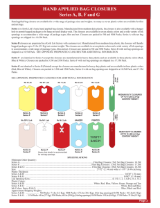 HAND APPLIED BAG CLOSURES Series A, B, F and G