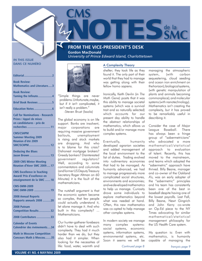 From The Vice President S Desk Canadian Mathematical Society From The Vice President S Desk Canadian Mathematical Society