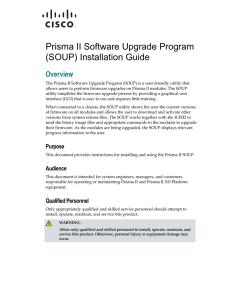 Prisma II Software Upgrade Program (SOUP) Installation Guide