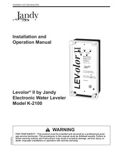 Installation and Operation Manual WARNING Levolor® II by Jandy