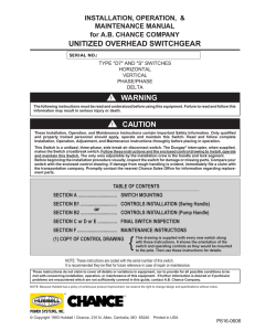 unitized overhead switchgear ! warning caution