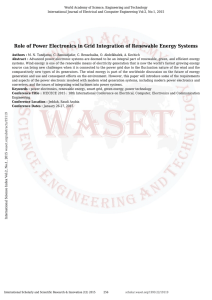Role of Power Electronics in Grid Integration of Renewable Energy