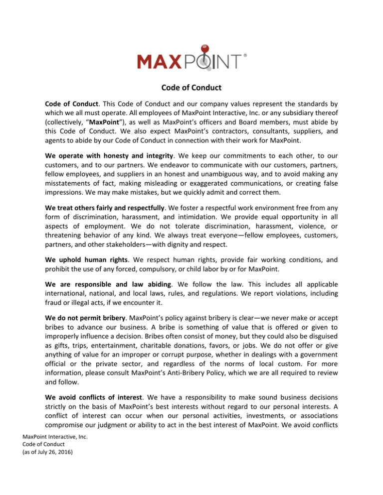 Code Of Conduct