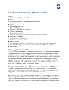 NN, INC. CODE OF CONDUCT/ETHICS STATEMENT