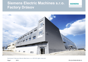 Siemens Electric Machines s.r.o. Factory Drásov