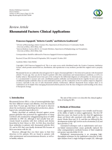 Rheumatoid Factors: Clinical Applications