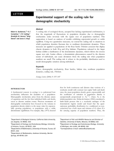 Experimental support of the scaling rule for demographic stochasticity