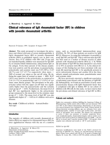 Clinical relevance of IgA rheumatoid factor (RF) in children with