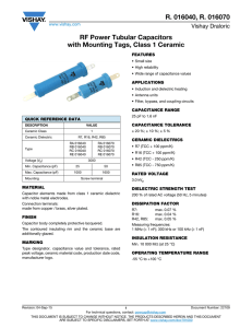 R. 016040, R. 016070 RF Power Tubular Capacitors with Mounting