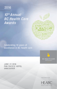 1Oth Annual BC Health Care Awards